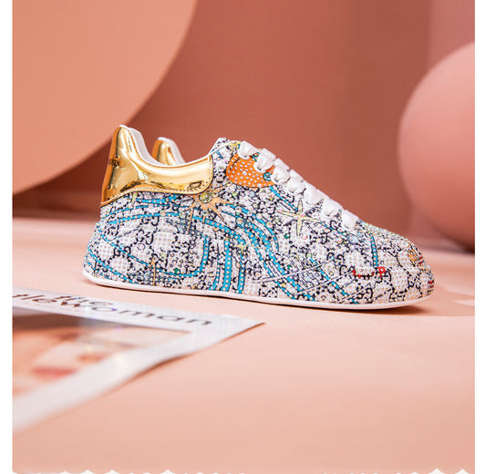 Women’s Trendy Rhinestone Platform Shoes – Fashionable Casual Sneakers