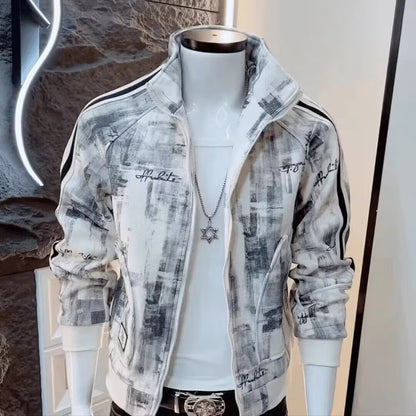 Men’s Luxury Patterned Casual Long-Sleeve Jacket – Stylish Fashion Outerwear