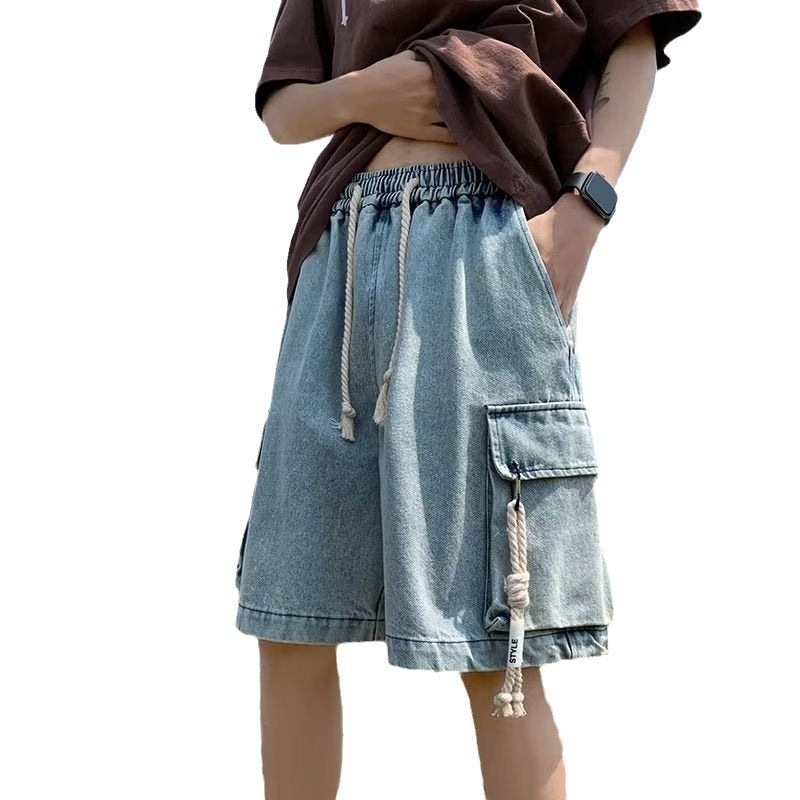 Men’s American Retro Workwear Denim Pants – Loose Casual Thin Summer Trousers