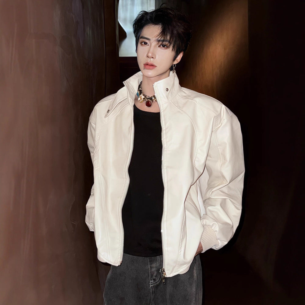 Men's Stylish Casual Short Leather Jacket – Trendy Biker & Streetwear Outerwear