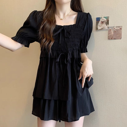 Women’s Elastic Waist Shirt & Shorts Casual Two-Piece Set