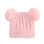 Children's Twisted Woolen Hat – Solid Color Double Ball Knit Cap