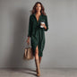 Women’s Long-Sleeve Turn-Down Collar Button Dress – Chic Casual Solid Spring/Autumn Party & Holiday Outfit