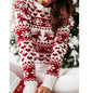 Women’s Festive Knitted Christmas Sweater – Soft Jacquard Pullover with Elk & Snowflake Design