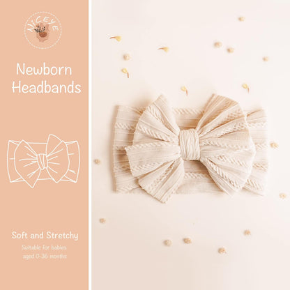 Handmade Baby Headbands – Soft Stretchy Nylon Hair Bands with Bows for Newborns and Toddlers