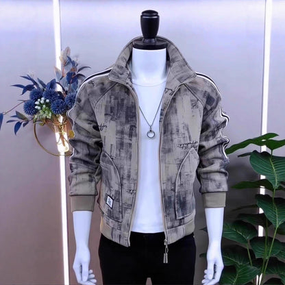 Men’s Luxury Patterned Casual Long-Sleeve Jacket – Stylish Fashion Outerwear