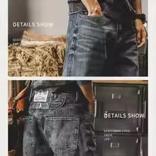 Men’s Designer Brand Straight Leg Denim Pants - High Quality Blue Trousers for Spring and Fall. Versatile Fashion Jeans for Outdoor Parties and Cool Weather.