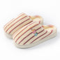 Plush Striped Winter Slippers – Warm Letter-Embroidered Indoor Home Shoes for Women & Men