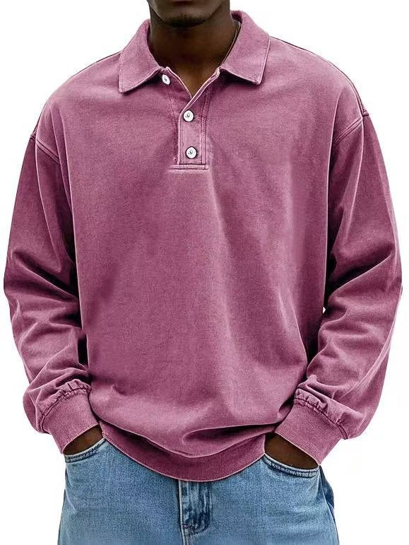 Men’s Fall Polo Shirt Long Sleeve – High-Quality, Breathable, Casual Solid T-Shirt