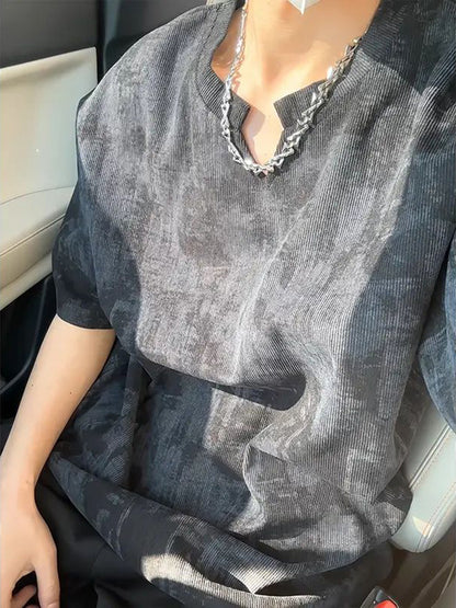 Men’s Oversized Short-Sleeve T-Shirt – American High-Street Half Sleeve Tee