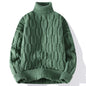 Men’s Autumn Winter Turtleneck Cable Knit Sweater – Casual Fit Warm Pullover
