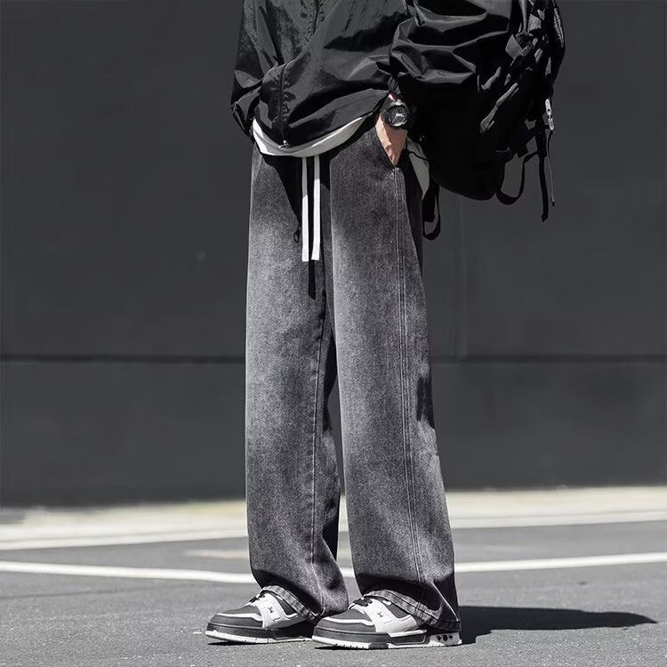 Men’s Straight-Leg Relaxed-Fit American-Style Jeans – Casual Denim Pants