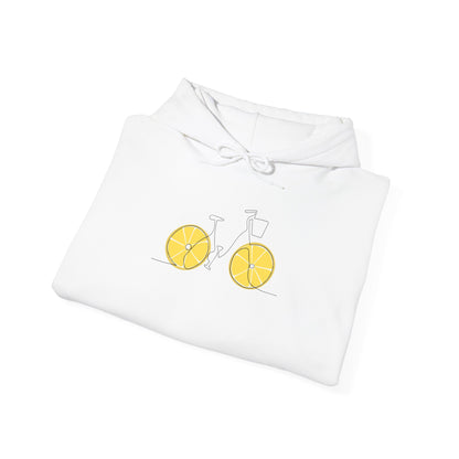Lemon Bicycle Hoodie — Playful Citrus Wheels Graphic Sweatshirt