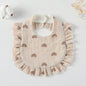 Baby Ruffled Cotton Bib – Printed Gauze Lace Absorbent Feeding Bib