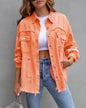 Women’s Fashion Ripped Shirt Jacket – Casual Autumn & Spring Top, Trendy Outerwear