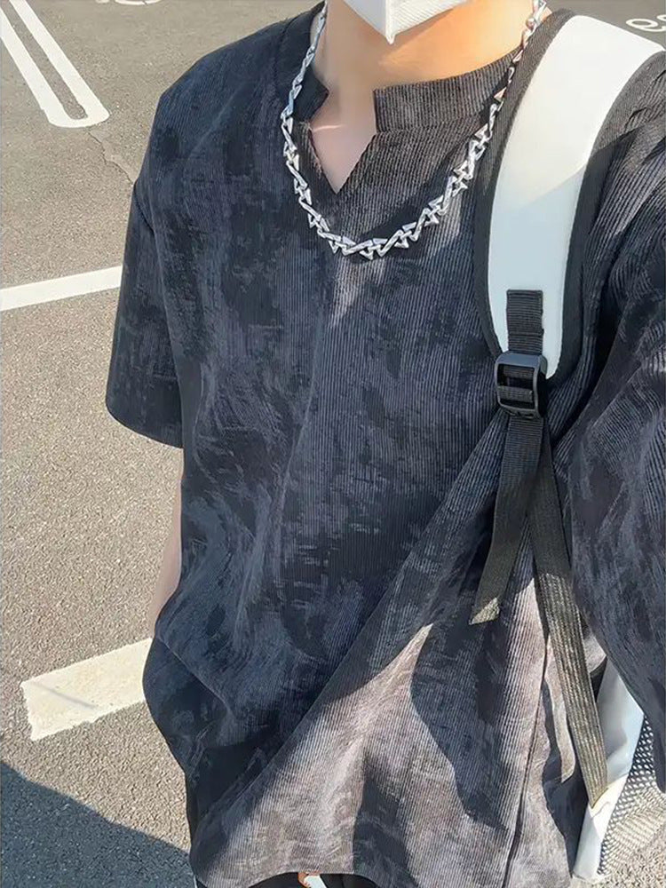 Men’s Oversized Short-Sleeve T-Shirt – American High-Street Half Sleeve Tee