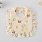 Baby Ruffled Cotton Bib – Printed Gauze Lace Absorbent Feeding Bib