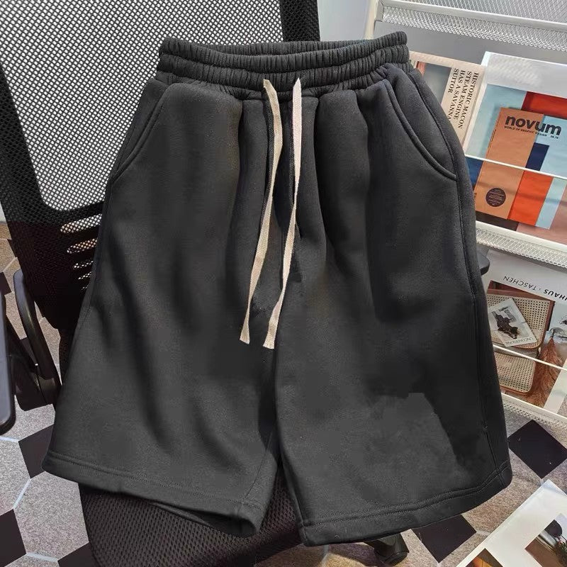 Men’s Retro Solid Color Casual Shorts – Loose Fit Simple Summer Pants
