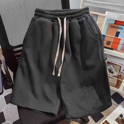 Men’s Retro Solid Color Casual Shorts – Loose Fit Simple Summer Pants
