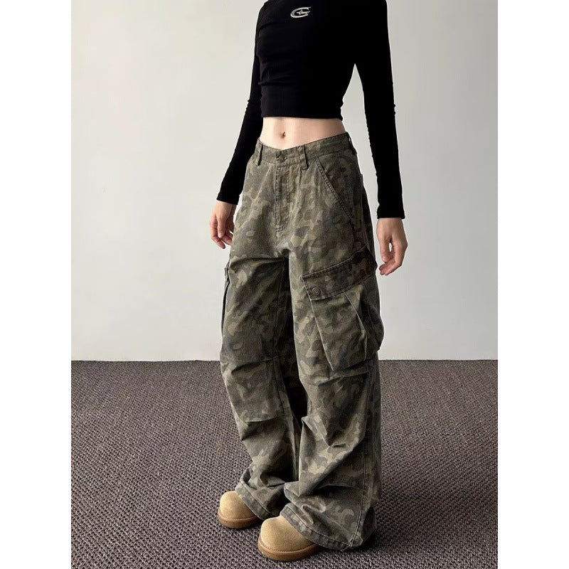 Women's Loose Flared Wide-Leg Casual Pants with Multiple Pockets – Comfortable & Versatile