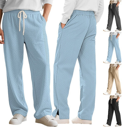 Men’s Loose Casual Jacquard Knit Pants – Straight-Leg Comfortable Trousers