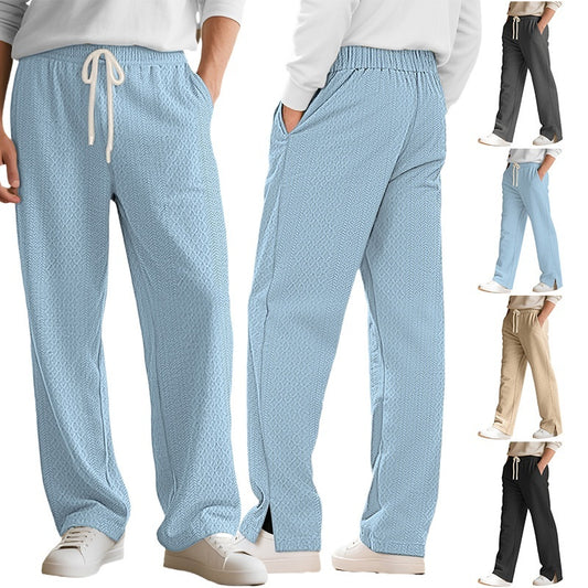 Men’s Loose Casual Jacquard Knit Pants – Straight-Leg Comfortable Trousers
