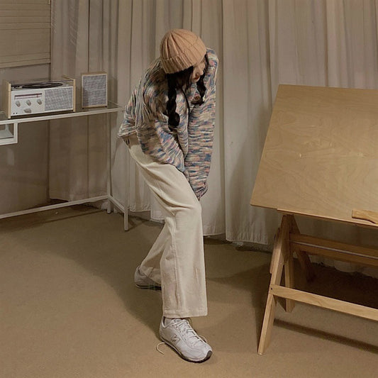 Women’s Loose Straight‑Leg Drop‑Crotch Pants – Casual Autumn/Winter Student Leisure Trousers