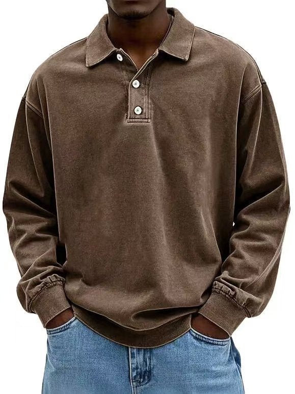 Men’s Fall Polo Shirt Long Sleeve – High-Quality, Breathable, Casual Solid T-Shirt