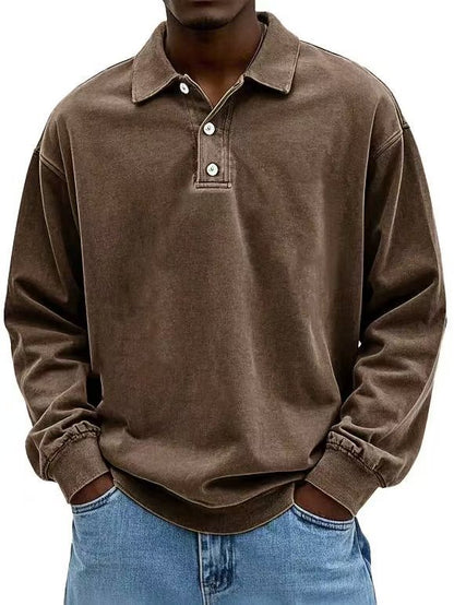 Men’s Fall Polo Shirt Long Sleeve – High-Quality, Breathable, Casual Solid T-Shirt