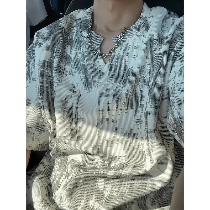 Men’s Oversized Short-Sleeve T-Shirt – American High-Street Half Sleeve Tee