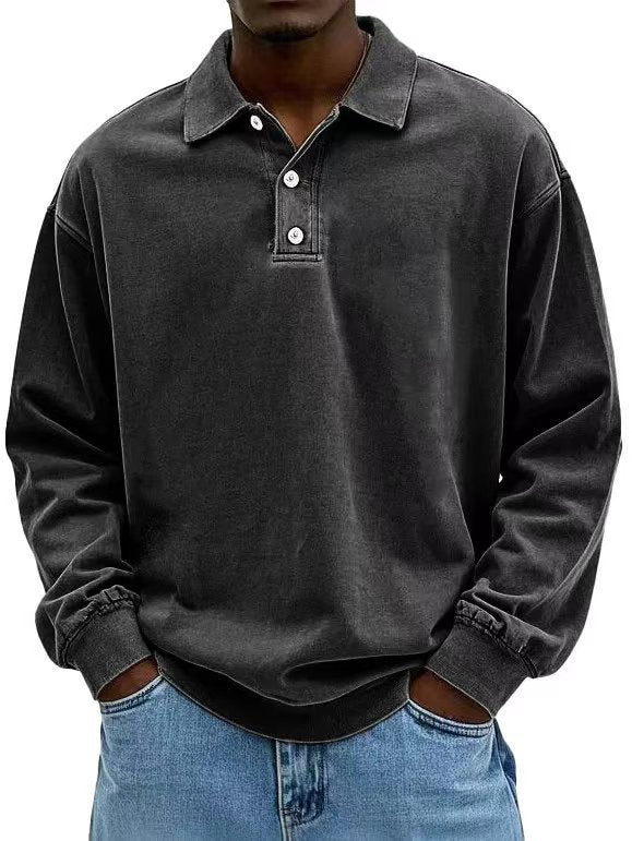 Men’s Fall Polo Shirt Long Sleeve – High-Quality, Breathable, Casual Solid T-Shirt
