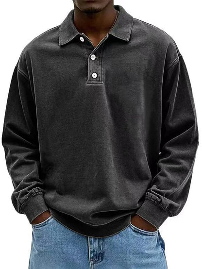 Men’s Fall Polo Shirt Long Sleeve – High-Quality, Breathable, Casual Solid T-Shirt