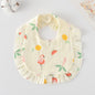 Baby Ruffled Cotton Bib – Printed Gauze Lace Absorbent Feeding Bib