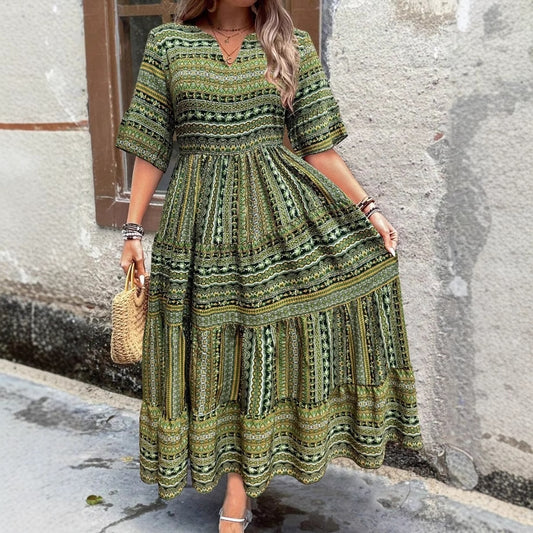 Casual Tribal Print Women's Dress for Spring & Summer – Boho Style Summer Dress