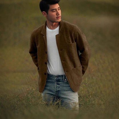 Men’s Solid-Color Wool Jacket – Youthful Trendy Fashion Outerwear