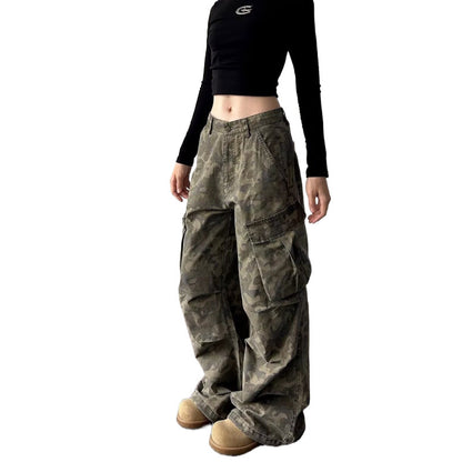 Women's Loose Flared Wide-Leg Casual Pants with Multiple Pockets – Comfortable & Versatile