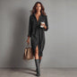 Women’s Long-Sleeve Turn-Down Collar Button Dress – Chic Casual Solid Spring/Autumn Party & Holiday Outfit