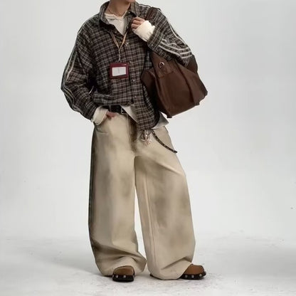 Men’s Loose Straight Retro Streetwear Floor-Length Pants – Casual Trendy Trousers