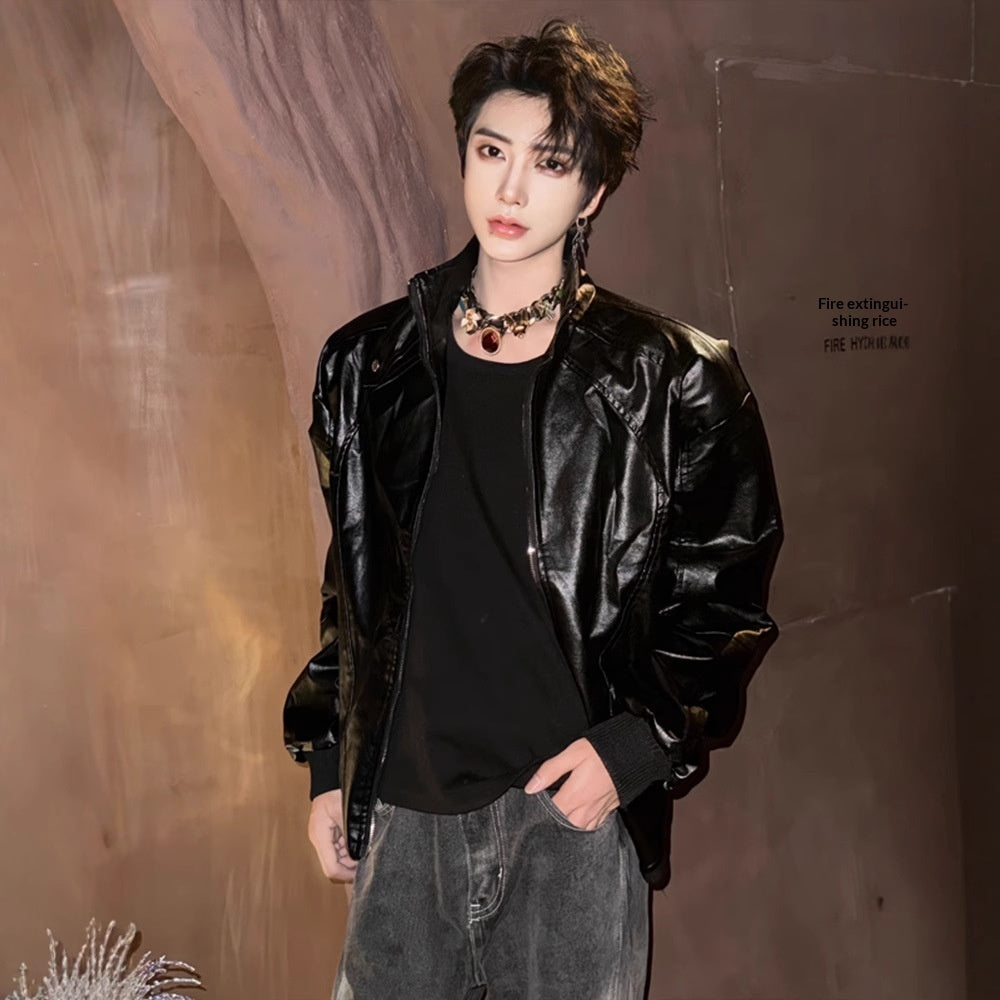 Men's Stylish Casual Short Leather Jacket – Trendy Biker & Streetwear Outerwear