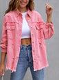 Women’s Fashion Ripped Shirt Jacket – Casual Autumn & Spring Top, Trendy Outerwear