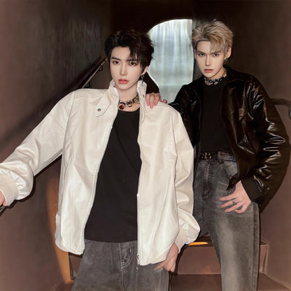 Men's Stylish Casual Short Leather Jacket – Trendy Biker & Streetwear Outerwear