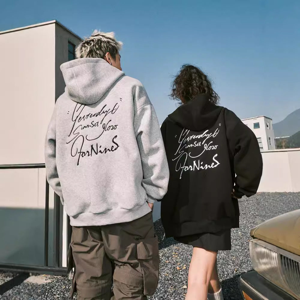 Unisex Zip-Up Hoodie – Trendy High-Street Hooded Cardigan for Couples