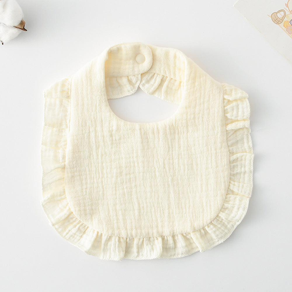 Baby Ruffled Cotton Bib – Printed Gauze Lace Absorbent Feeding Bib