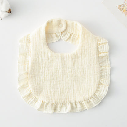 Baby Ruffled Cotton Bib – Printed Gauze Lace Absorbent Feeding Bib
