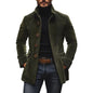 Men’s Winter Stand Collar Button-Up Jacket – Casual Blazer Style Outerwear Coat