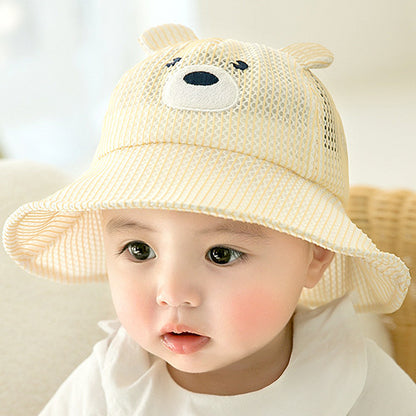 Grid Pattern Sun Protection Basin Hat – Lightweight Summer Baby Hat