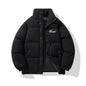 Men’s Winter Retro Cotton Padded Jacket – American-Style Stand-Up Collar with Embroidery