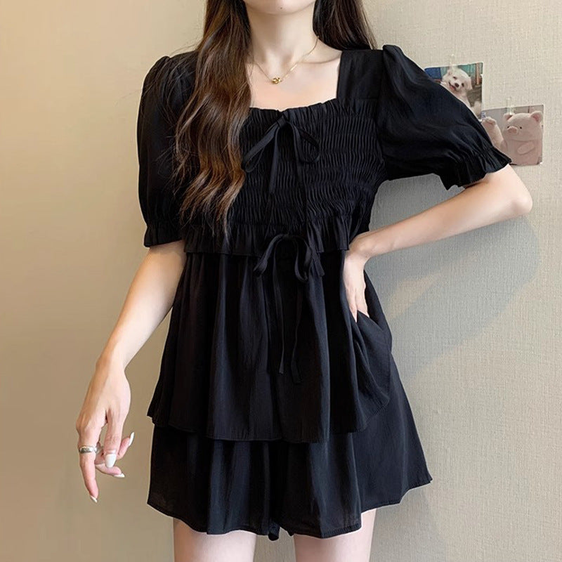 Women’s Elastic Waist Shirt & Shorts Casual Two-Piece Set