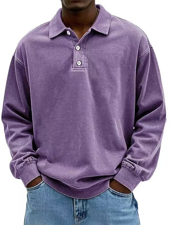 Men’s Fall Polo Shirt Long Sleeve – High-Quality, Breathable, Casual Solid T-Shirt