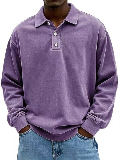 Men’s Fall Polo Shirt Long Sleeve – High-Quality, Breathable, Casual Solid T-Shirt